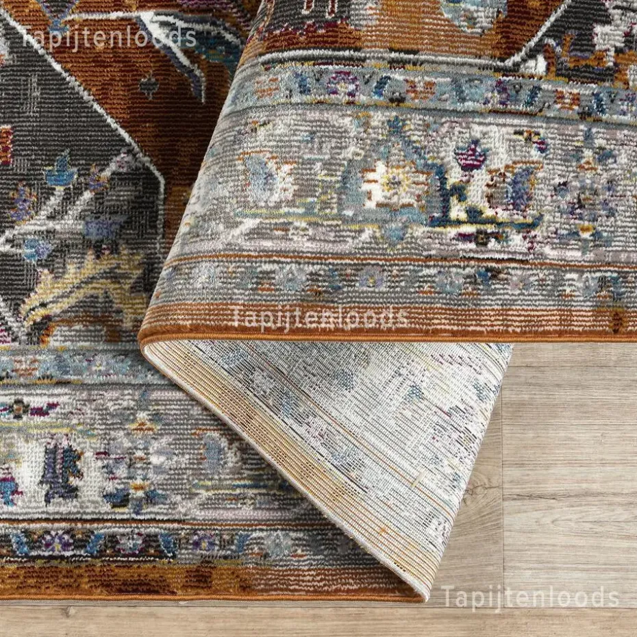 Picasso Castana Vintage Rond Vloerkleed Terra / Multi Laagpolig - 200 CM ROND