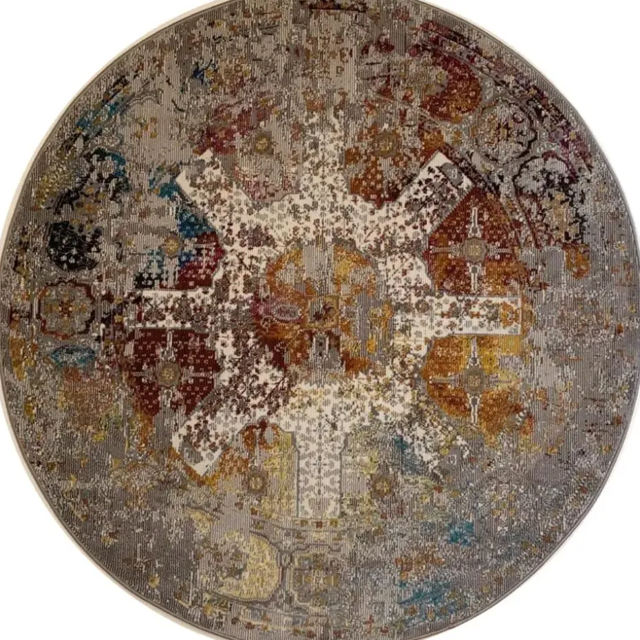 Picasso Feraghan Vintage Rond Vloerkleed Multi / Beige Laagpolig - 200 CM ROND
