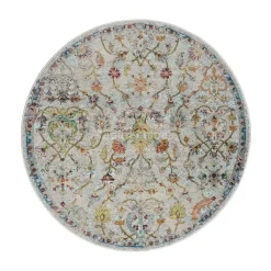 Picasso Sarough Vintage Rond Vloerkleed Creme / Beige Laagpolig - 133 CM ROND