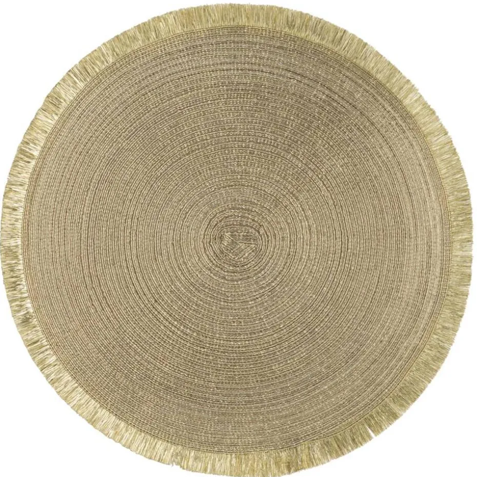 Placemat Zoë met franjes - goudkleur - Ø35 cm