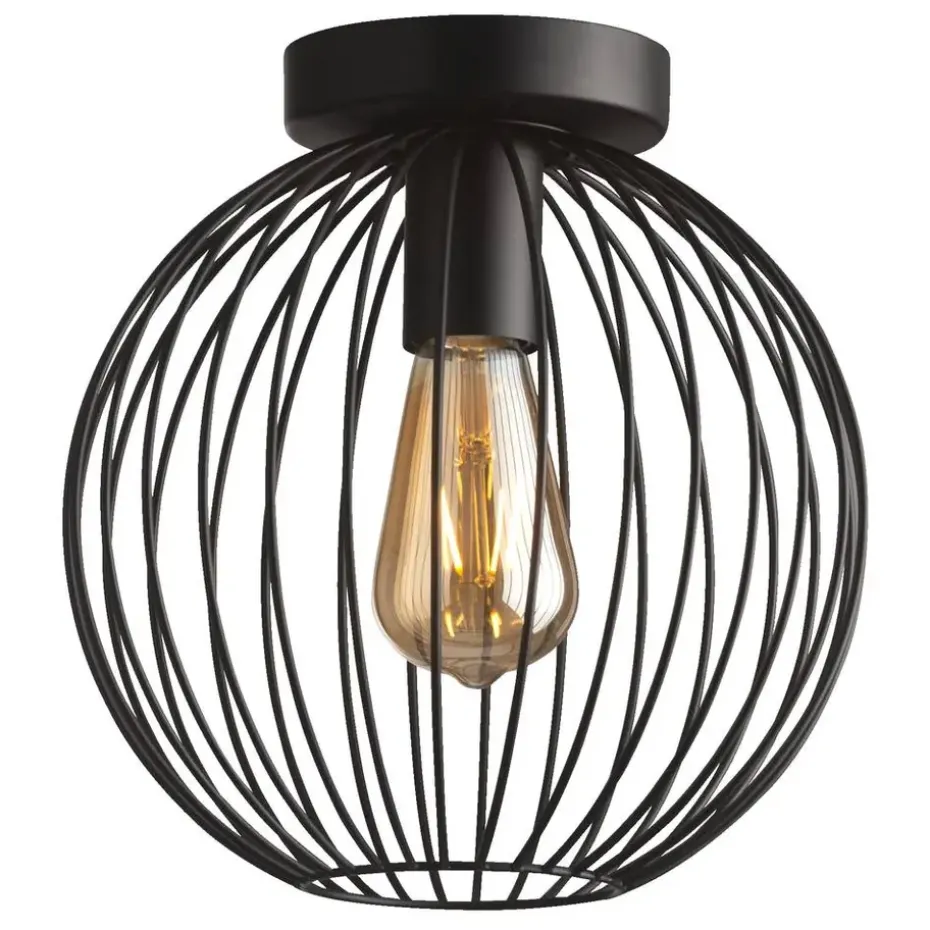 Plafondlamp Xavier - zwart - 25,5xØ25 cm