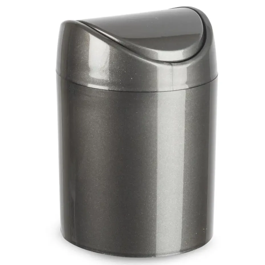 Plasticforte Mini prullenbakje - donkergrijs- kunststof - 1.4L