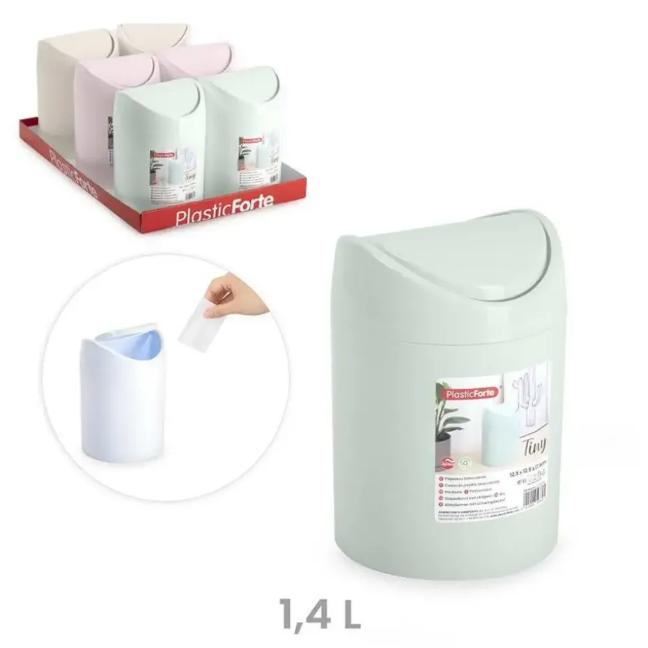 Plasticforte Mini prullenbakje - roze - kunststof - aanrechtmodel