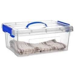 Plasticforte Opbergbox met deksel - blauw - 12.5L - kunststof
