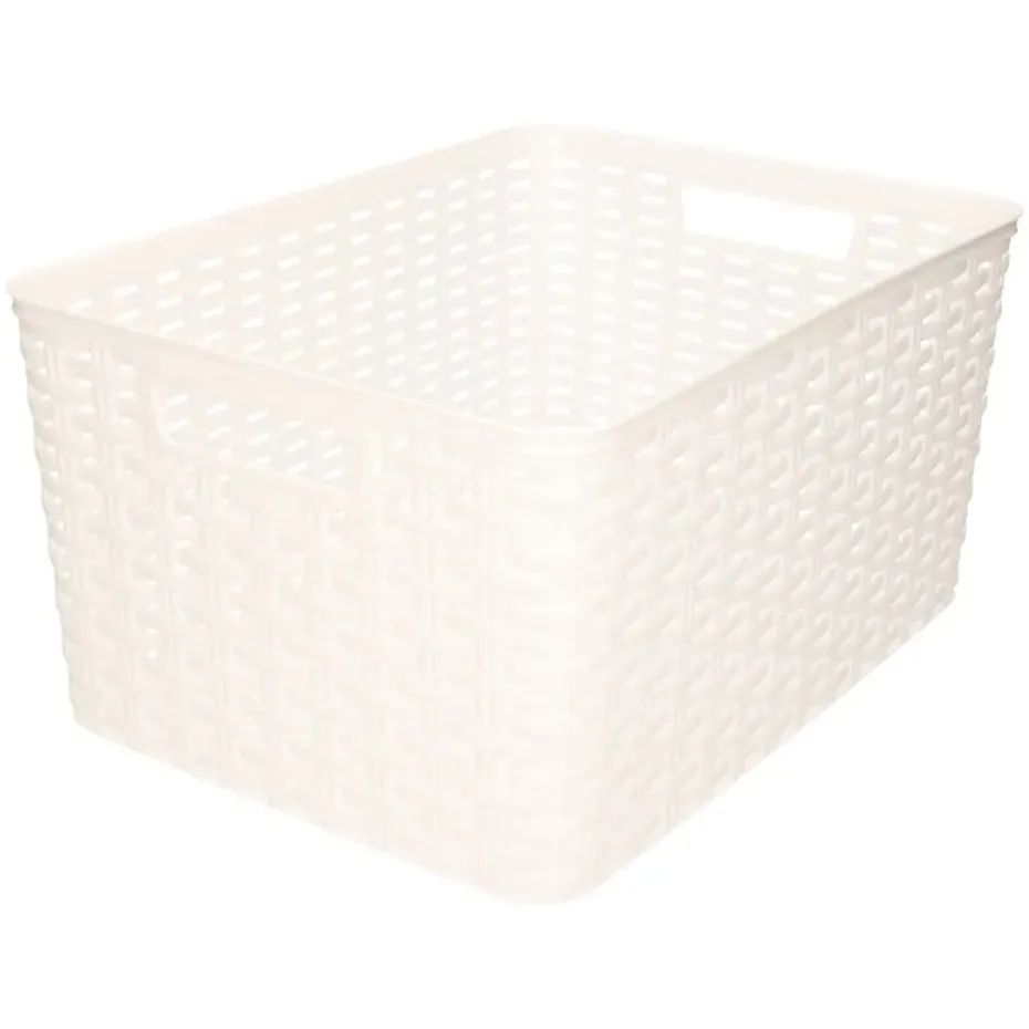 Plasticforte Opbergmand - Kastmand - rotan kunststof - wit - 18 L