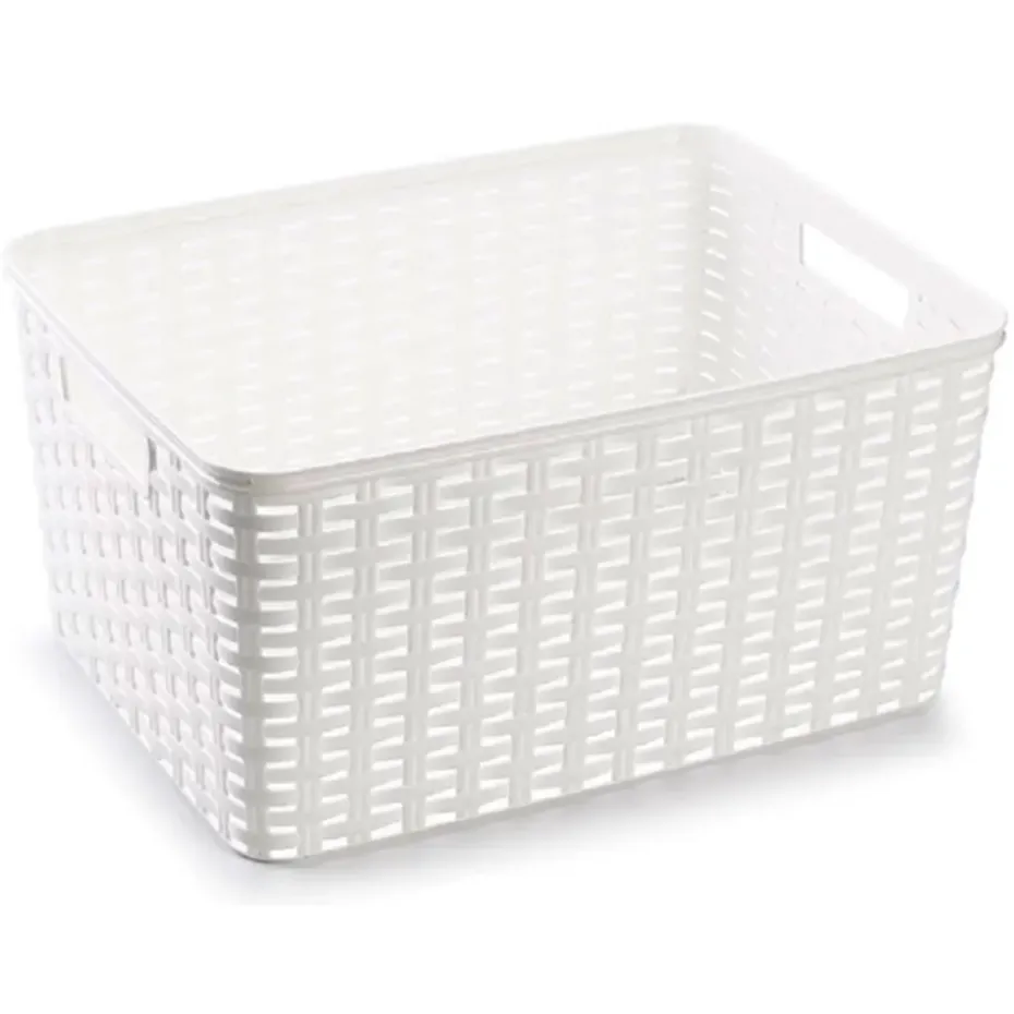 Plasticforte Opbergmand - Kastmand - rotan kunststof - wit - 18 L