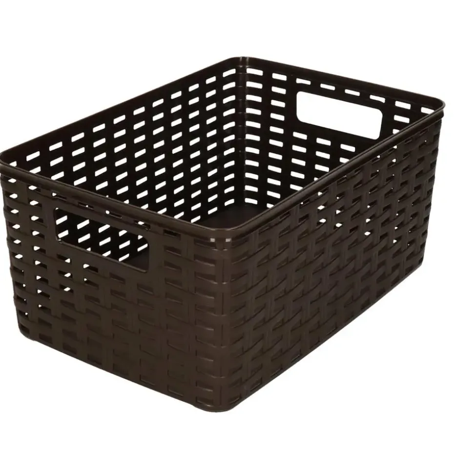 Plasticforte Opbergmand/kastmand - kunststof - donkerbruin - 10 L