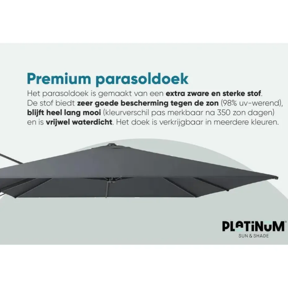 Platinum Challenger T2 zweefparasol premium - 3,5x2,6 m. - Champagne teak