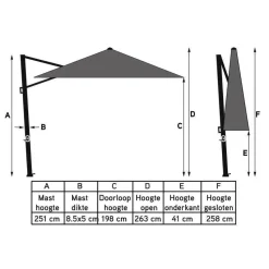 Platinum Challenger T2 zweefparasol premium - 3,5x2,6 m. - Champagne teak