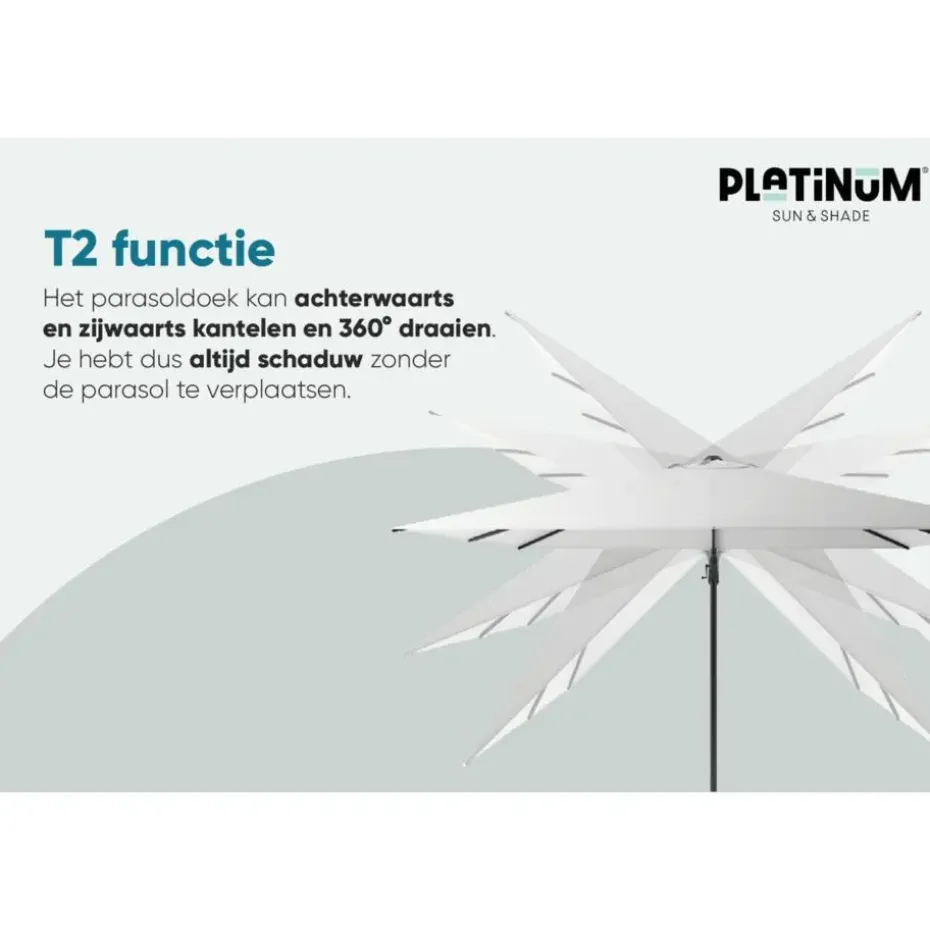 Platinum Challenger T2 zweefparasol premium - 3,5x2,6 m. - Champagne