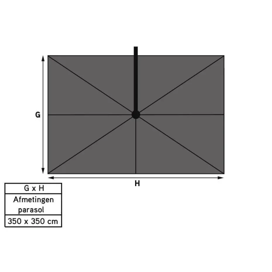 Platinum Challenger vierkante parasol T1 Premium 3,5x3,5 m - Manhattan