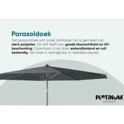Platinum Riva stokparasol 3 m. rond - Teak Antraciet