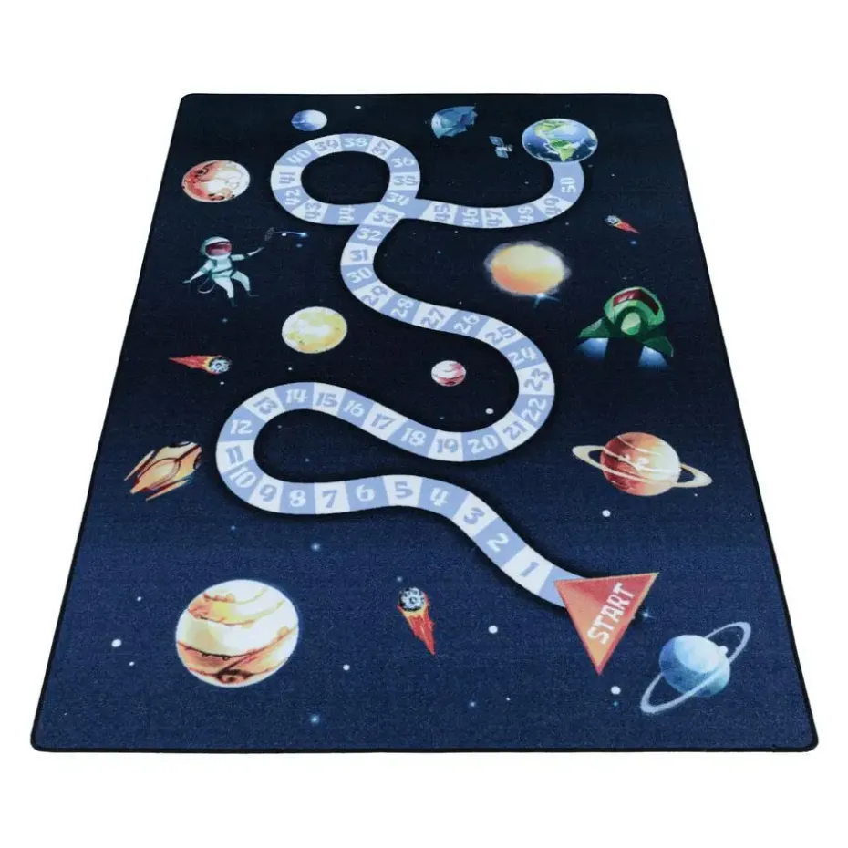 Play Speeltapijt Ruimte - 100x150 cm - Blauw - Vloerkleed Kinderkamer