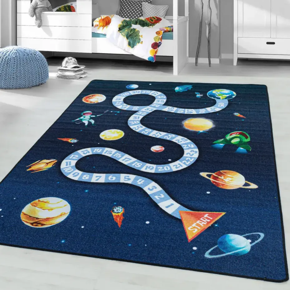 Play Speeltapijt Ruimte - 140x200 cm - Blauw - Vloerkleed Kinderkamer