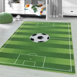 Play Voetbal Speeltapijt - 100x150 cm - Groen - Vloerkleed Kinderkamer