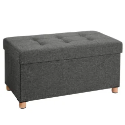 Poef - opvouwbaar - met poten - stof - 76 cm - donkergrijs