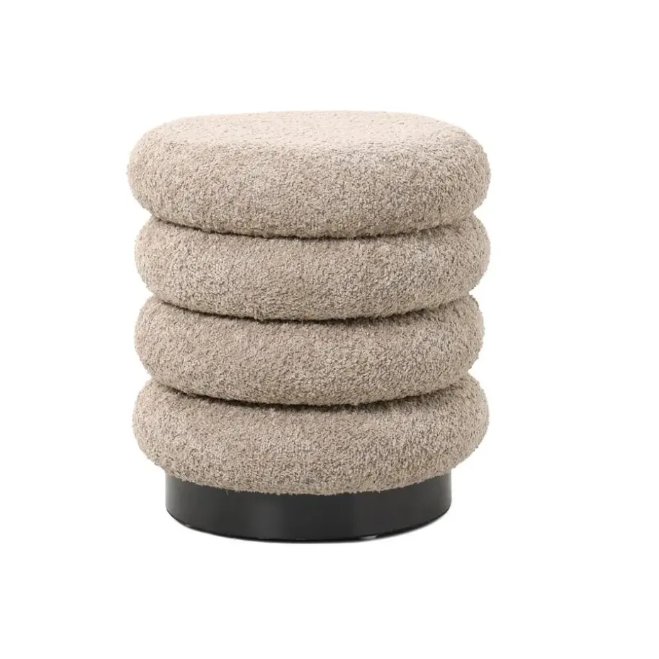 Poef Bouclé - Taupe - Poef Matthijs