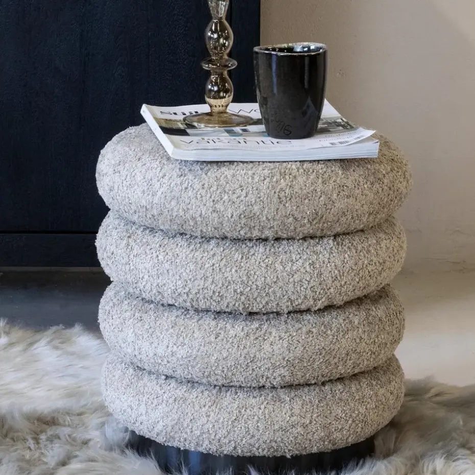 Poef Bouclé - Taupe - Poef Matthijs