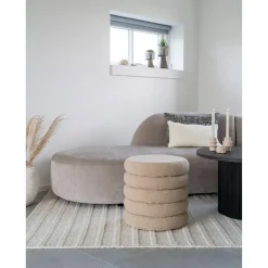 Poef Grijs - Ø44x44cm - Ronde Poef - Poef Brooklyn