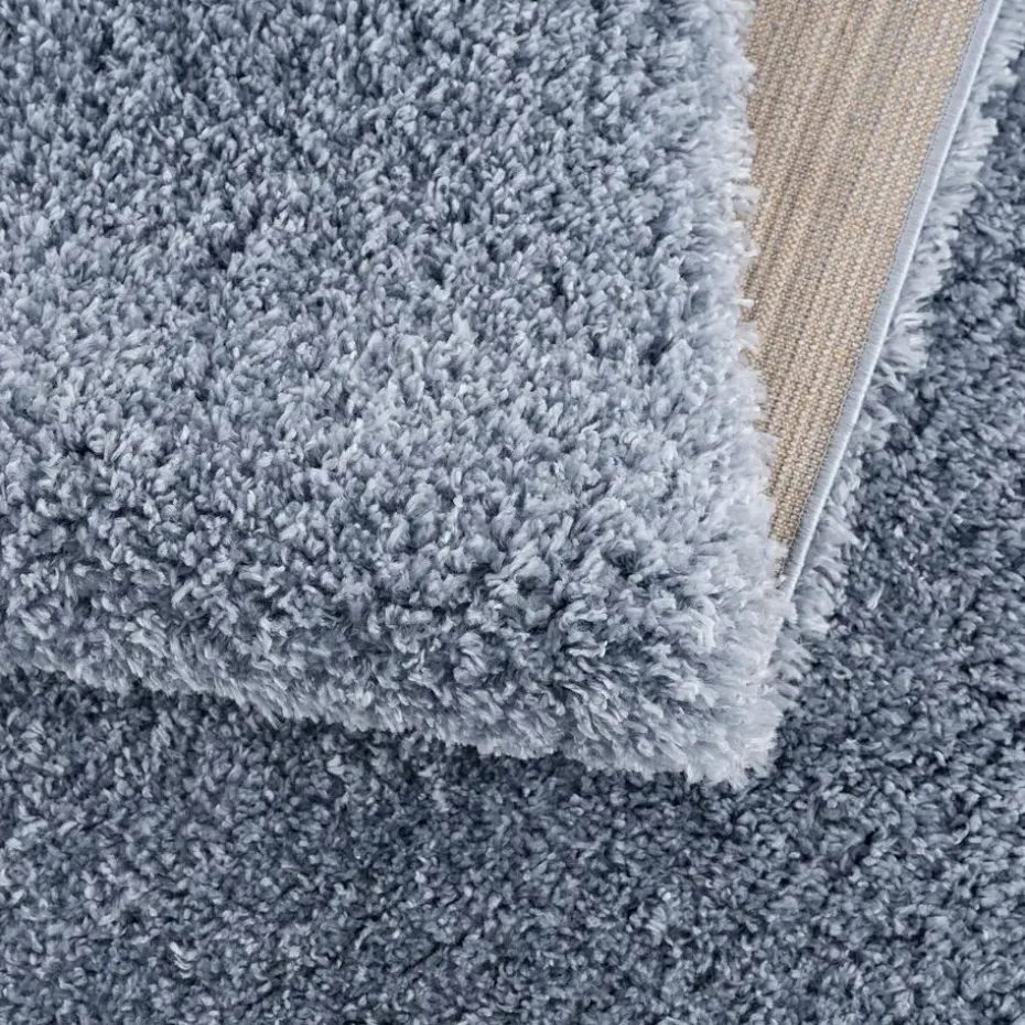 Porto Soft Fluffy Vloerkleed Hoogpolig Effen Blauw - 140X200 CM