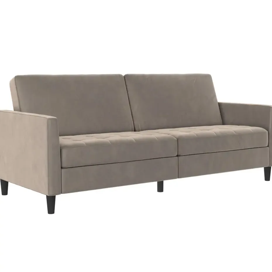 Presley - 3-zits slaapbank in taupe fluweel