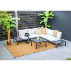 Prinos loungeset - 4-delig - carbon black - valley sand