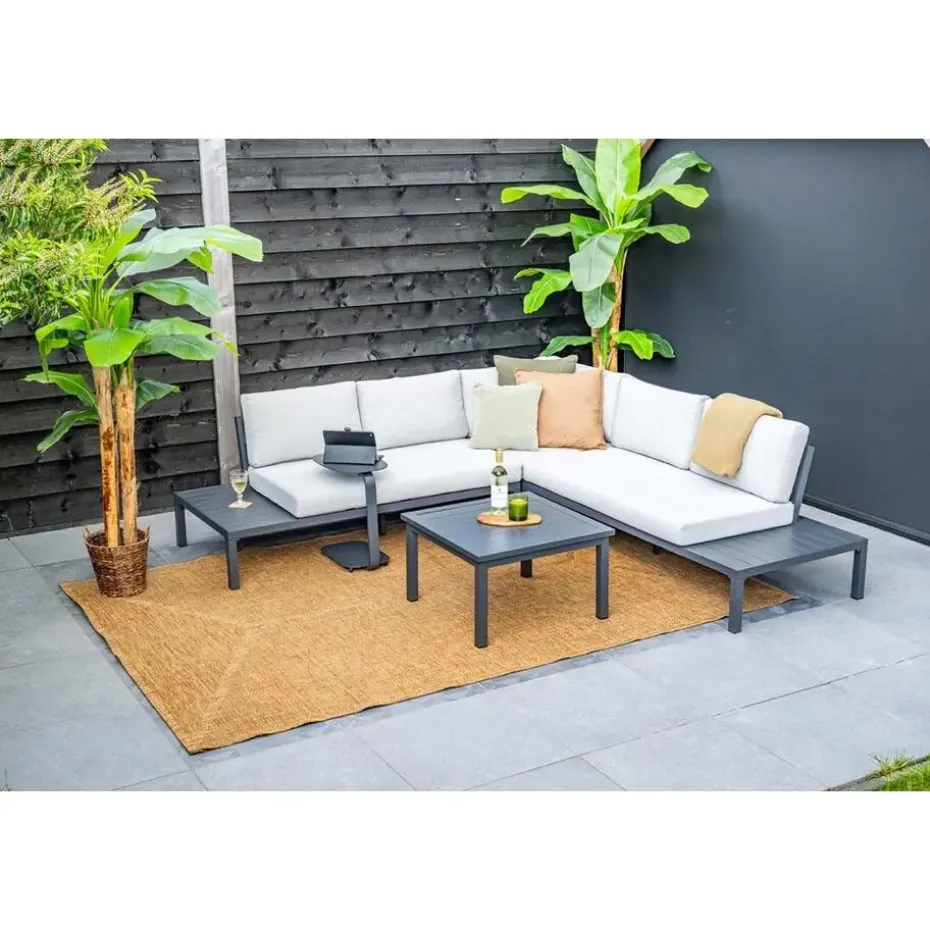 Prinos loungeset - 4-delig - carbon black - valley sand