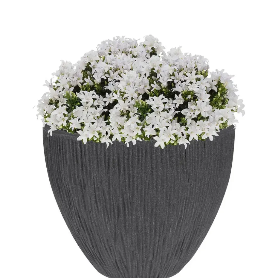 Pro Garden Plantenpot - Tuin - kunststof - antraciet - 31 x 32 cm