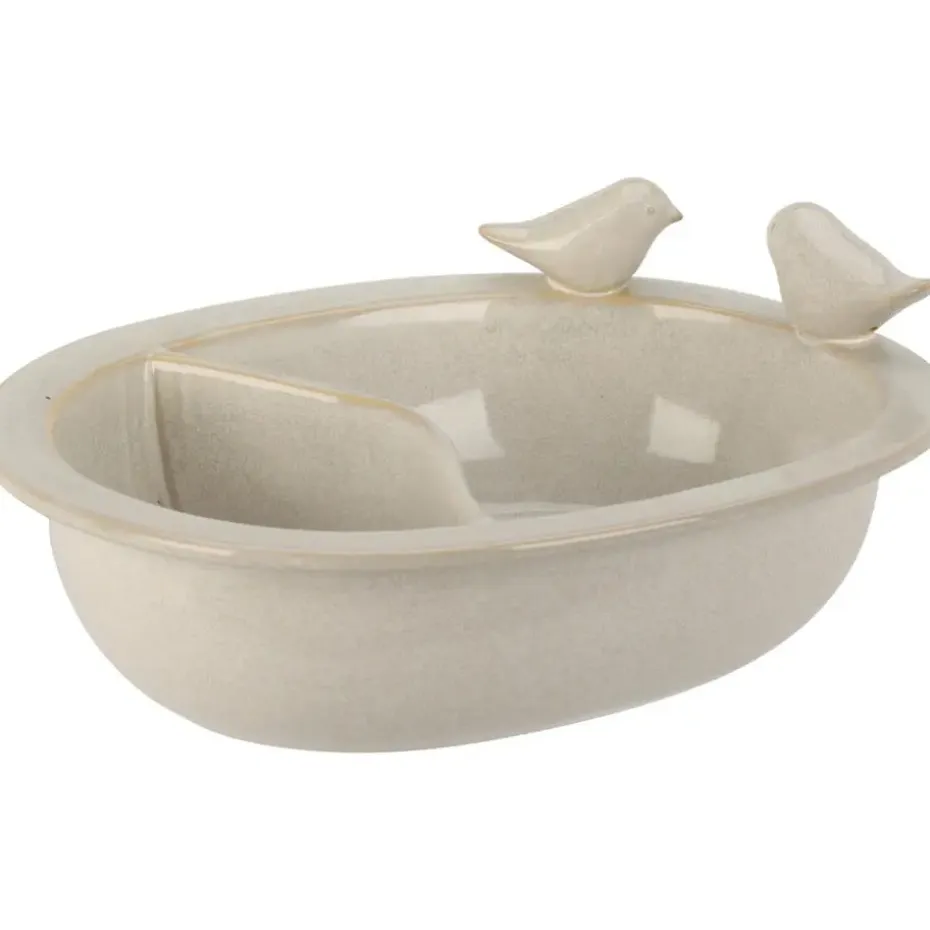 Pro Garden Vogelbad/voederschaal - wit - keramiek -D20 x H8 cm