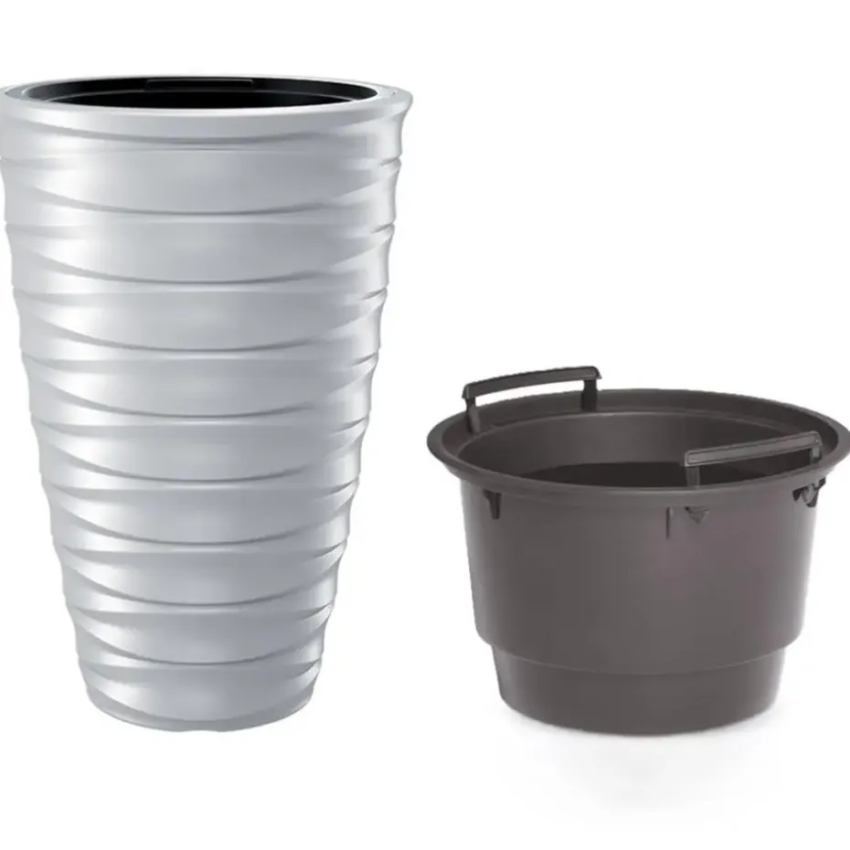 Prosperplast Plantenpot Design Waves - kunststof - wit - D38 cm