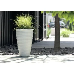 Prosperplast Plantenpot Design Waves - kunststof - wit - D38 cm