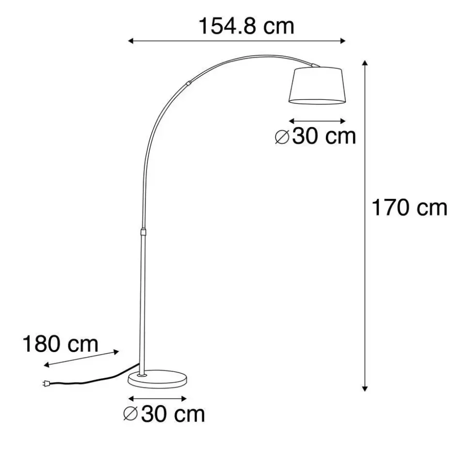 Qazqa booglampen arc zwart e27