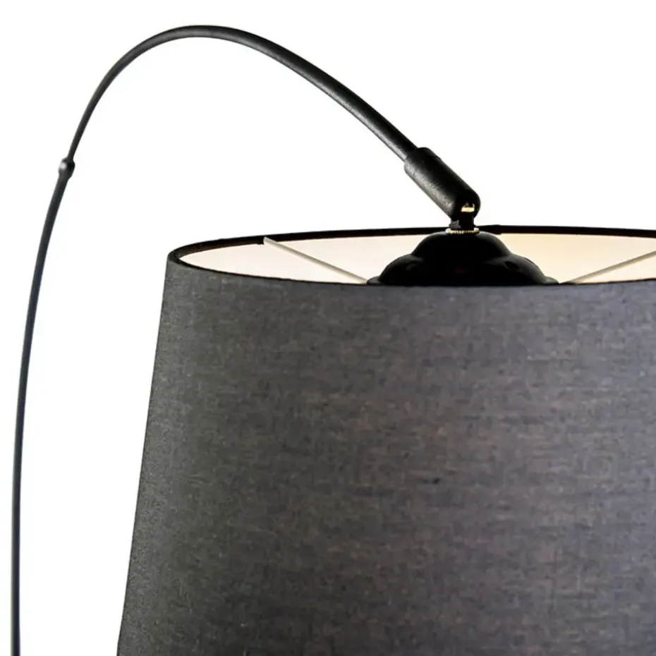 Qazqa booglampen arc zwart e27