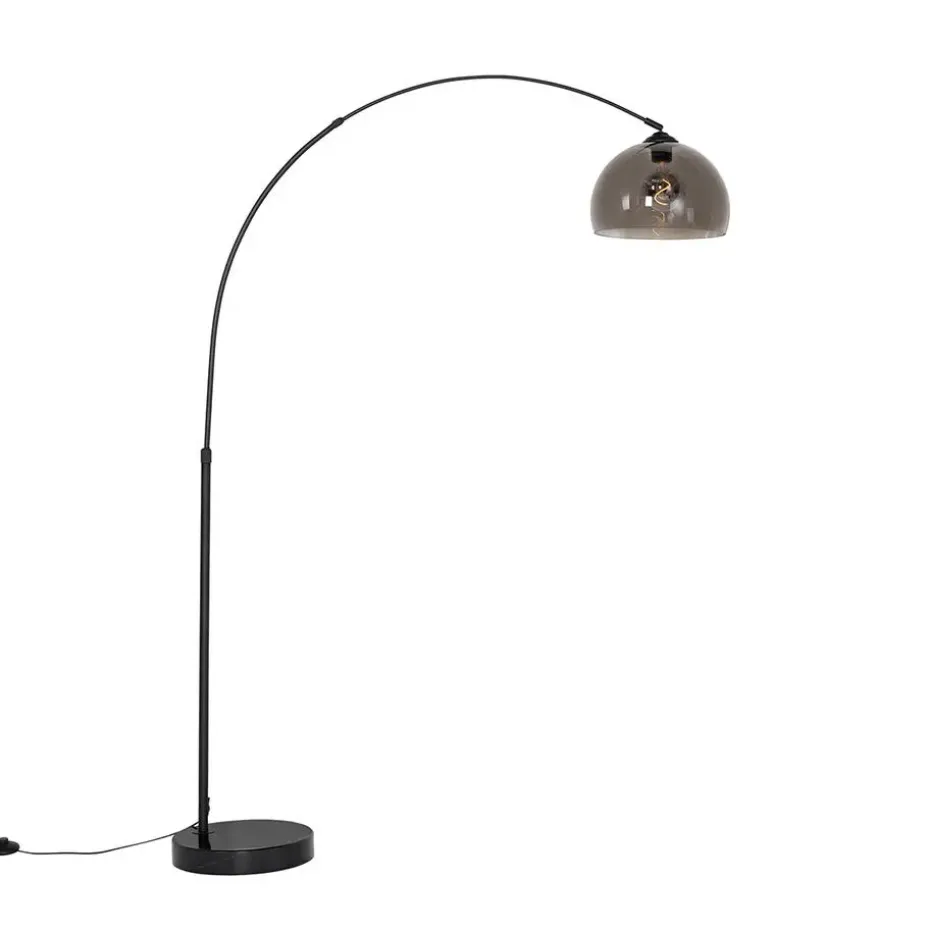 Qazqa booglampen arc zwart e27