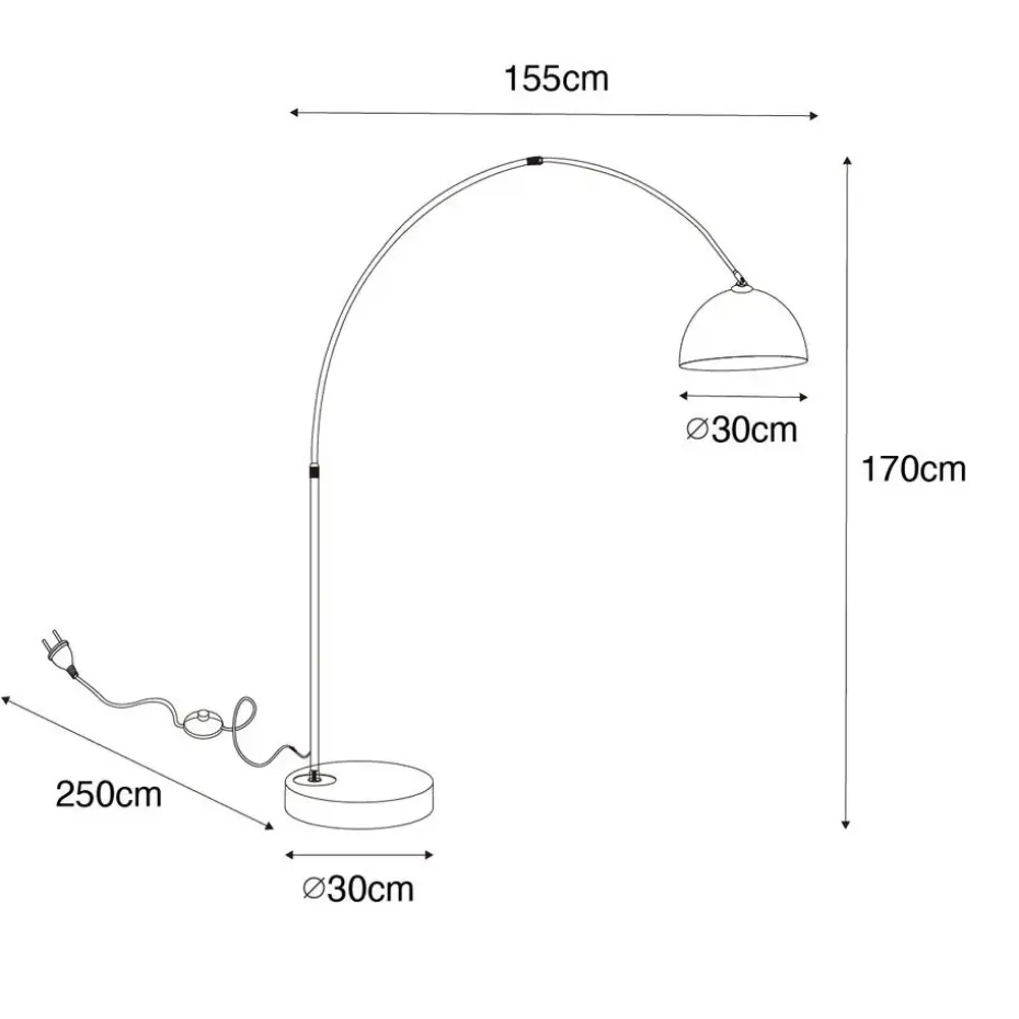 Qazqa booglampen arc zwart e27