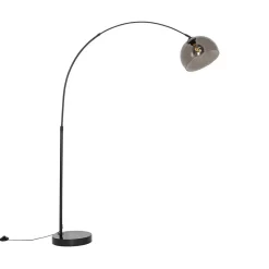 Qazqa booglampen arc zwart e27