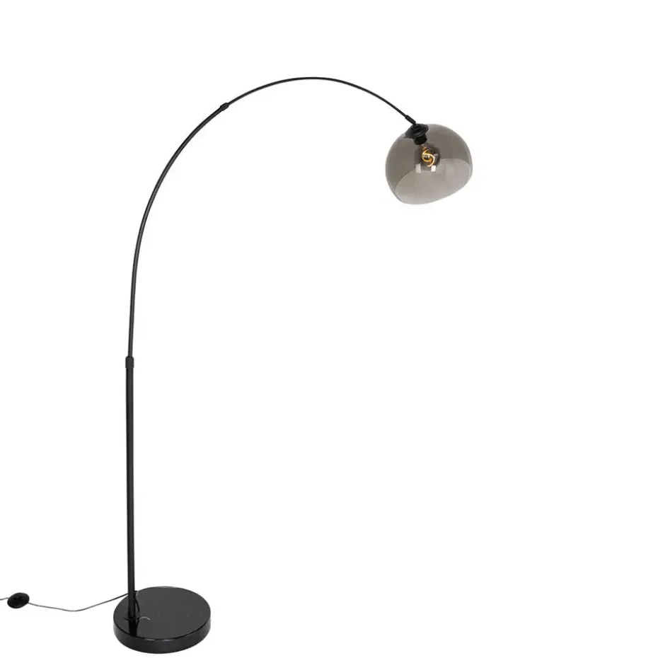 Qazqa booglampen arc zwart e27