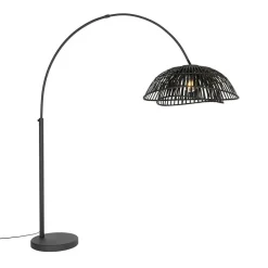 Qazqa booglampen pua zwart e27
