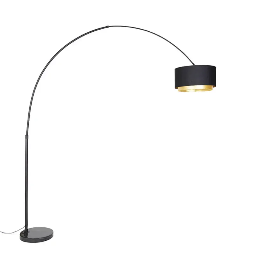 Qazqa booglampen shade-duo zwart e27