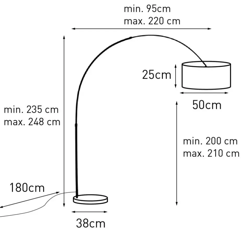 Qazqa booglampen xxl zwart e27