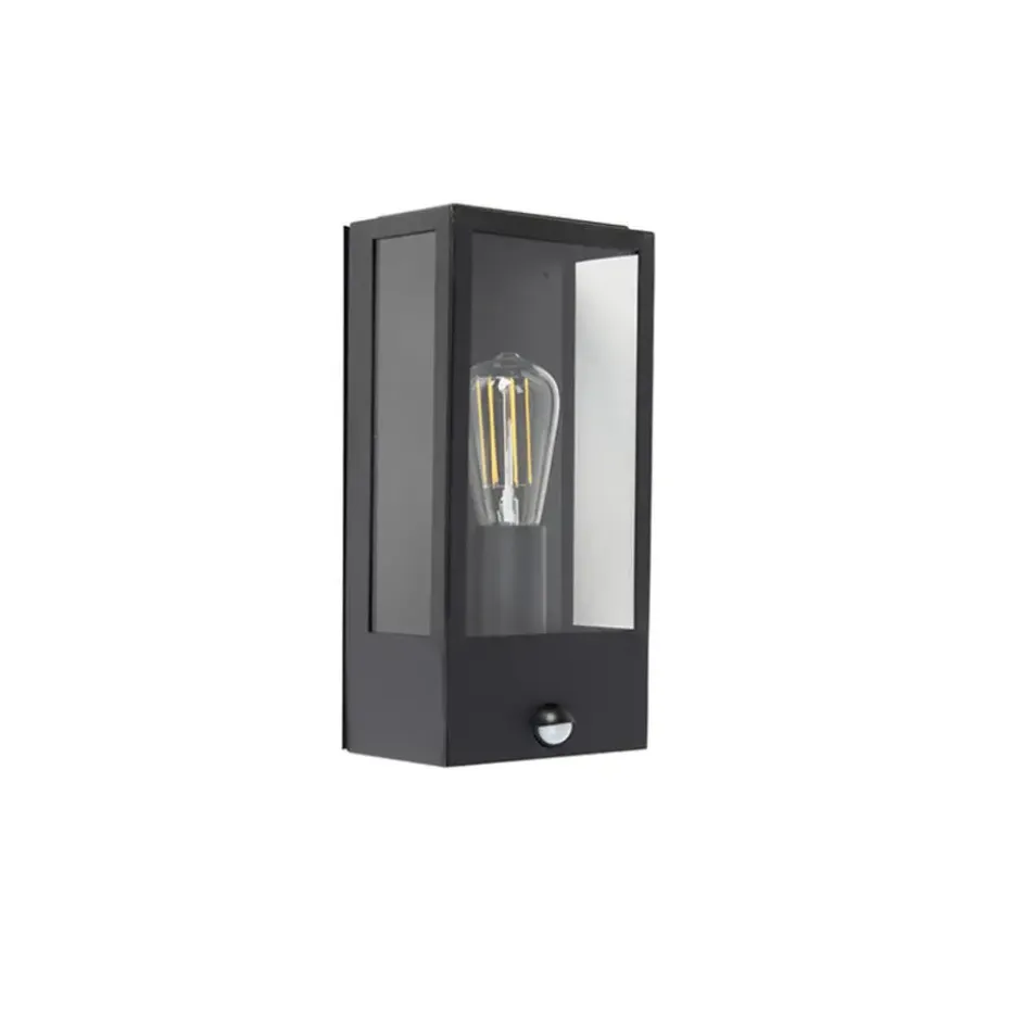 Qazqa buitenlampen met sensor rotterdam zwart e27