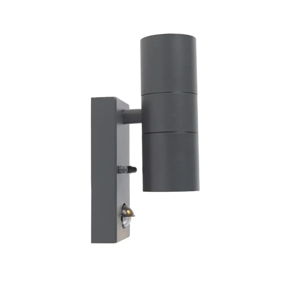 Qazqa buitenlampen met sensor duo grijs gu10