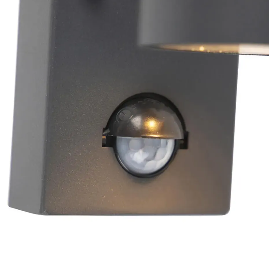 Qazqa buitenlampen met sensor duo grijs gu10
