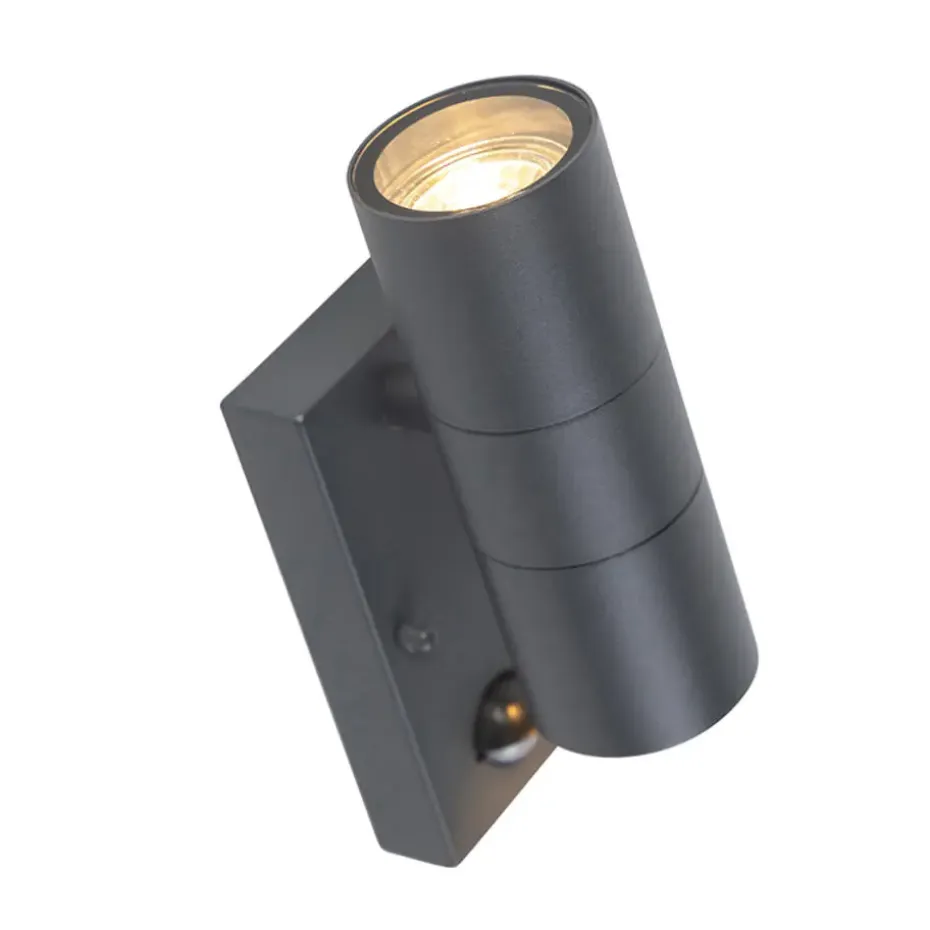 Qazqa buitenlampen met sensor duo grijs gu10