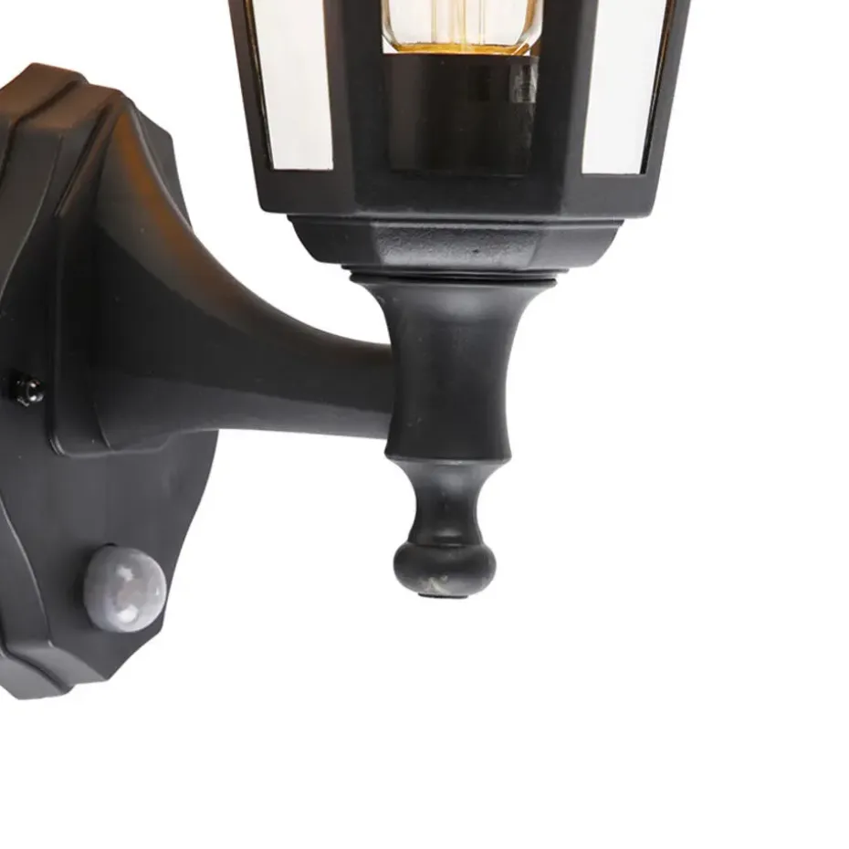 Qazqa buitenlampen met sensor new haven zwart e27