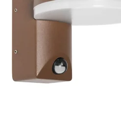 Qazqa buitenlampen met sensor esmee bronskleurig geïntegreerde led