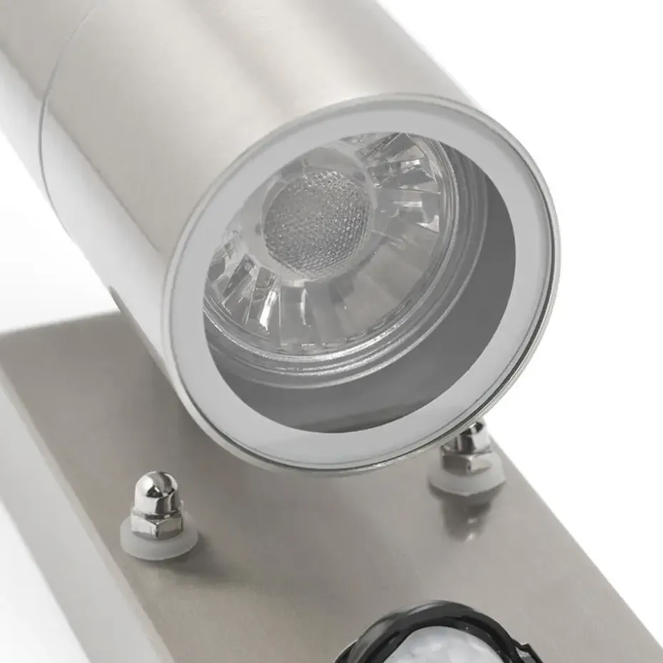 Qazqa buitenlampen met sensor duo zilverkleurig gu10