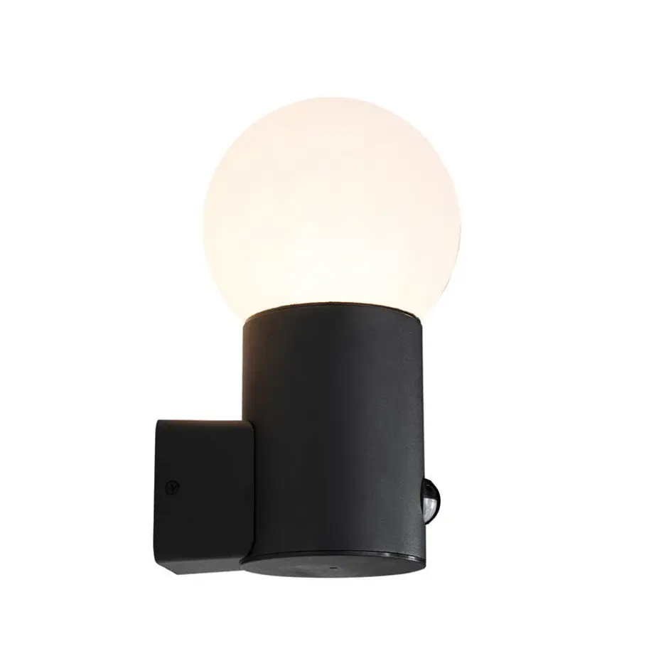Qazqa buitenlampen met sensor huma zwart e27