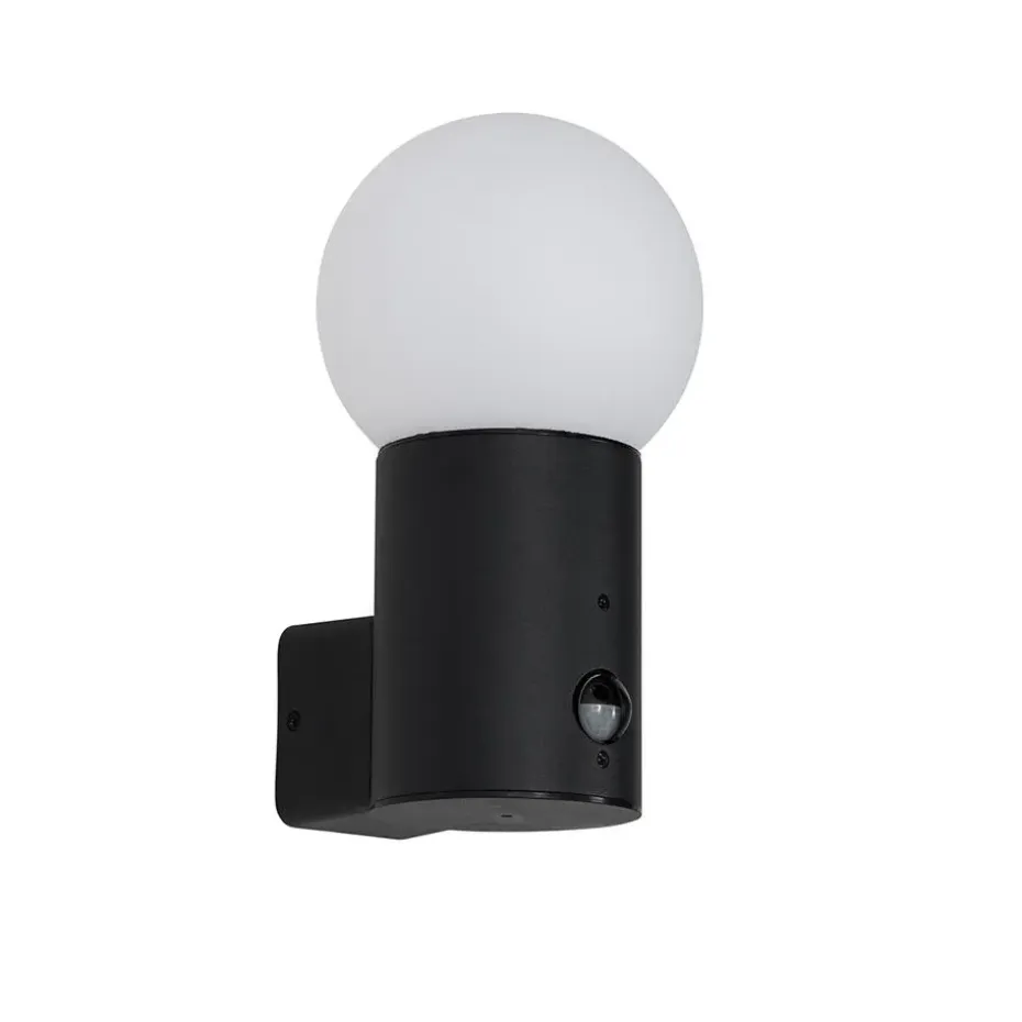 Qazqa buitenlampen met sensor huma zwart e27