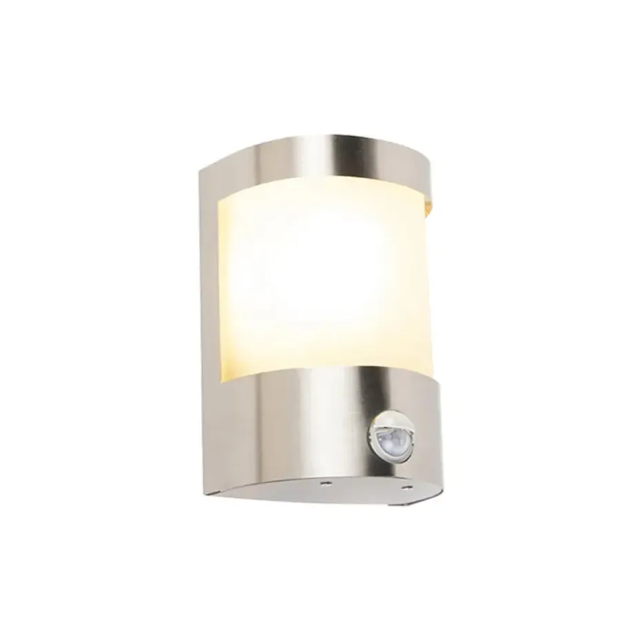 Qazqa buitenlampen met sensor mira zilverkleurig e27